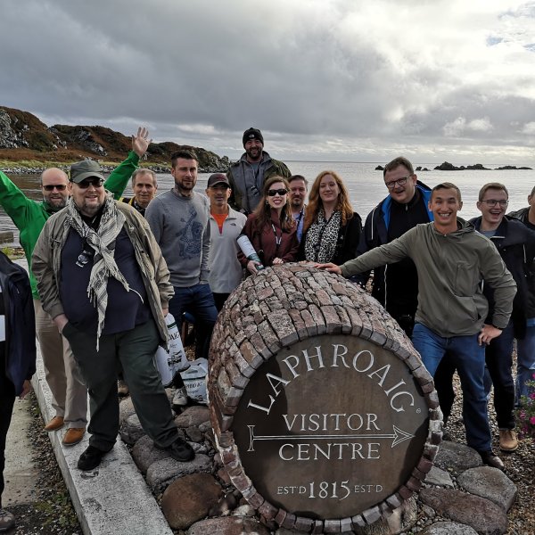 Group at Laphroaig Moray Scotland