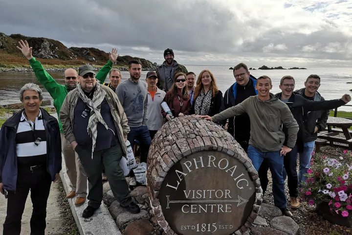 Group at Laphroaig Moray Scotland